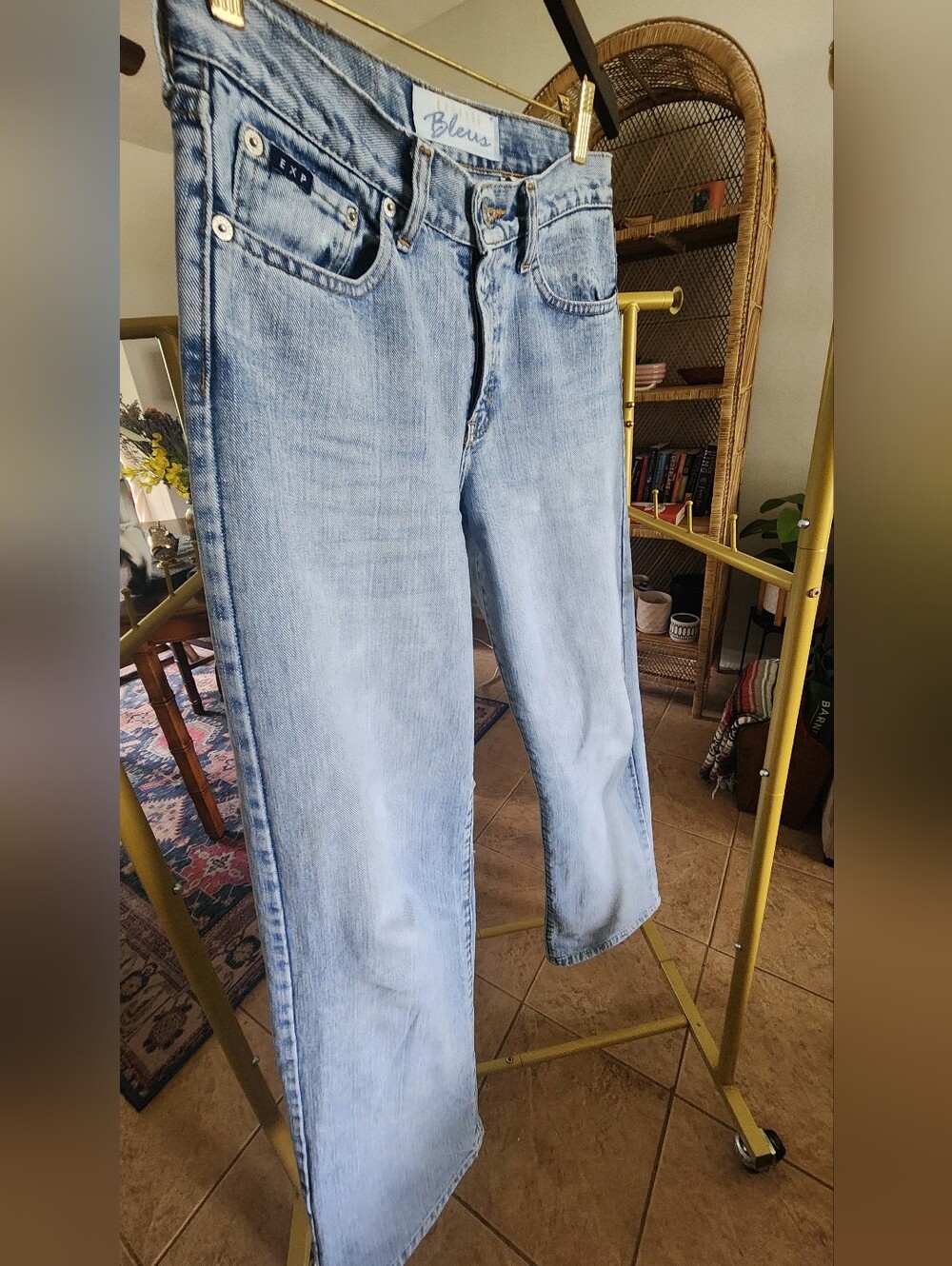 Express Bleus Vintage Y2K Original Stovepipe Stone Wash Jeans Size 3/4